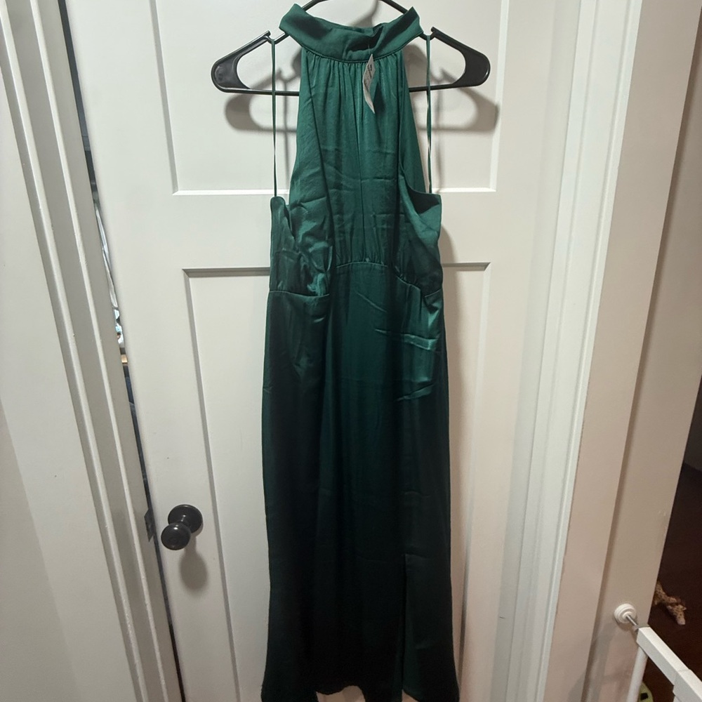 Express Deep Green Halter Dress